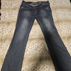 Express Women's Straight Leg Jeans in Dark Blue